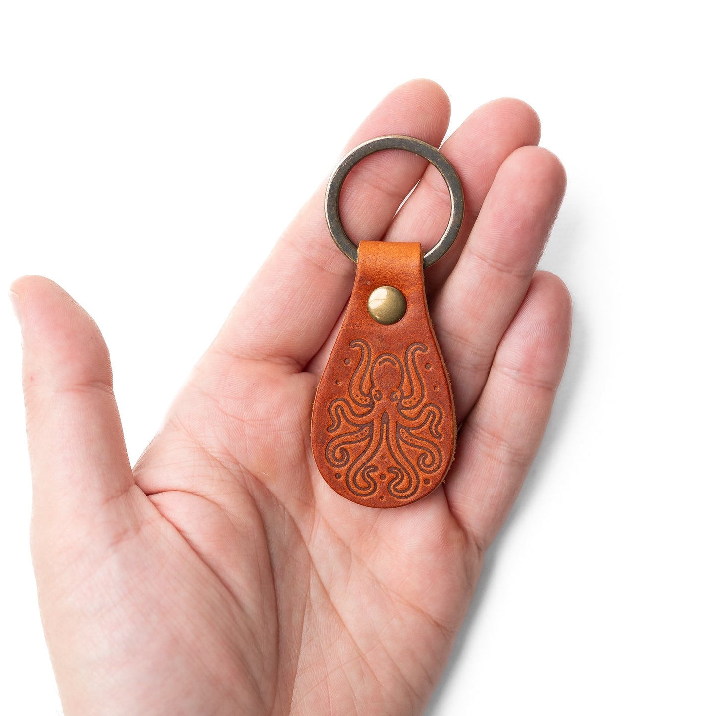 Leather Kraken Keyfob - English Tan