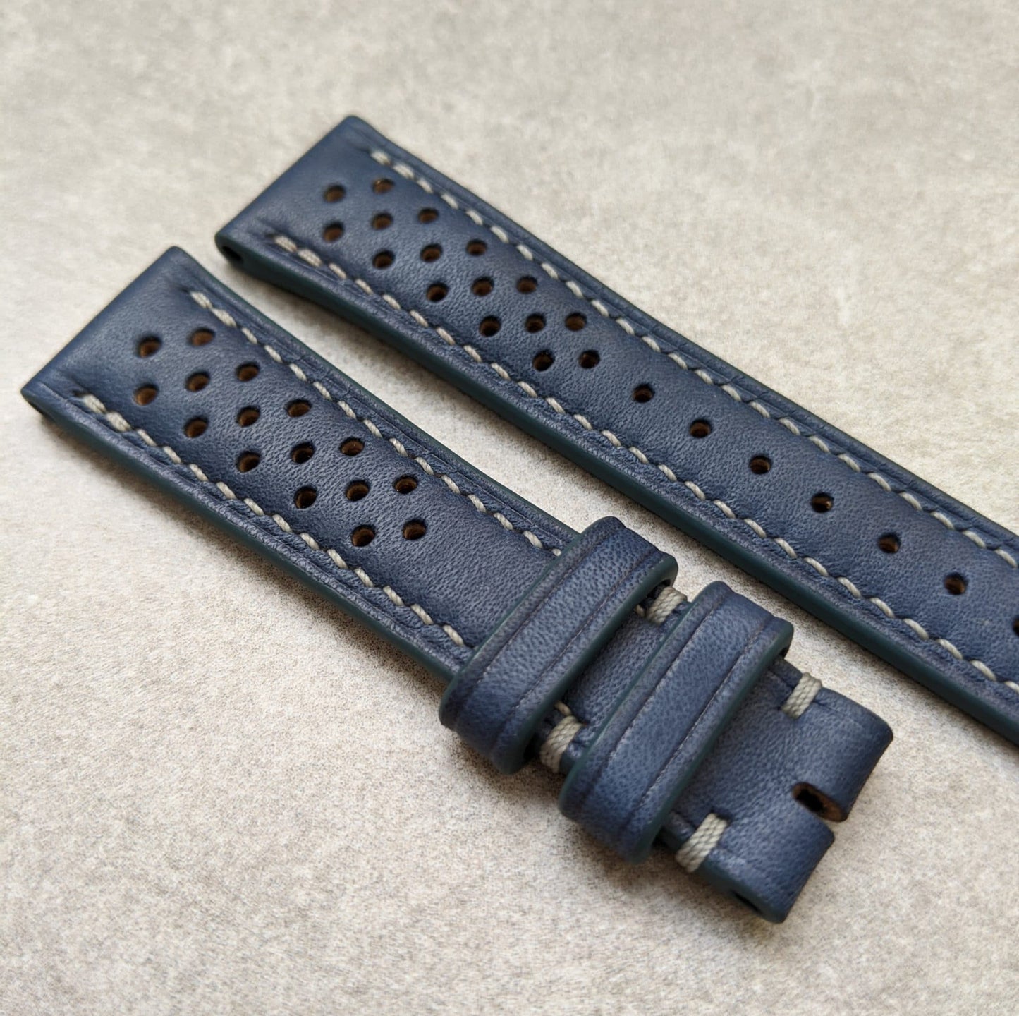 French Calfskin Rally Watch Strap - Navy Blue