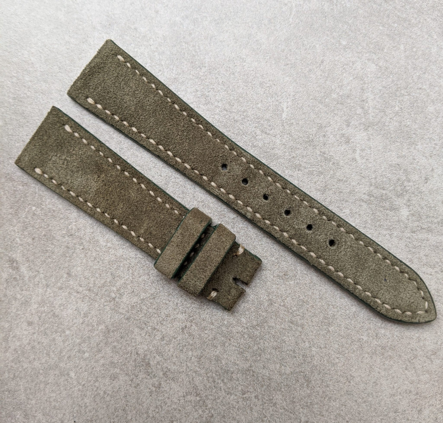 Stitched Suede Strap - Olive Green