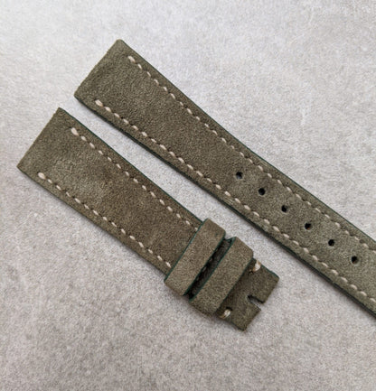 Stitched Suede Strap - Olive Green