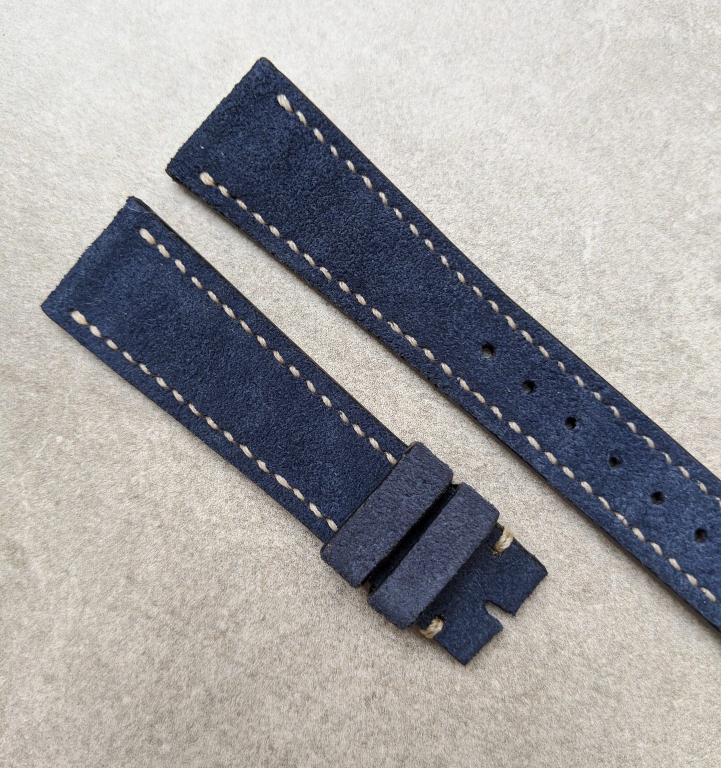 Stitched Suede Strap - Navy Blue