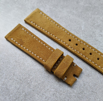 Stitched Suede Strap - Mustard