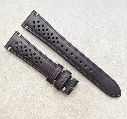 French Calfskin Minimal Stitch Rally Strap - Black