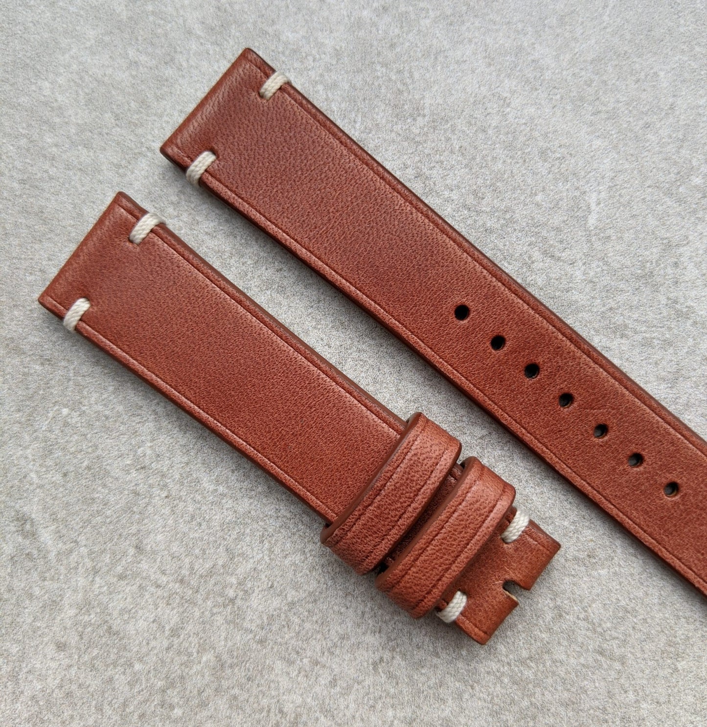 French Calfskin Strap Minimal Stitch - Mahogany