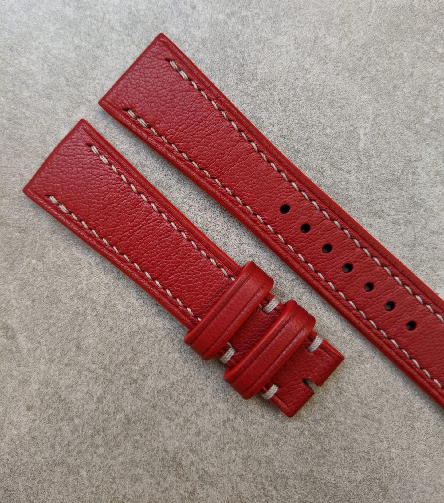 Light Grained Goatskin Strap - Red