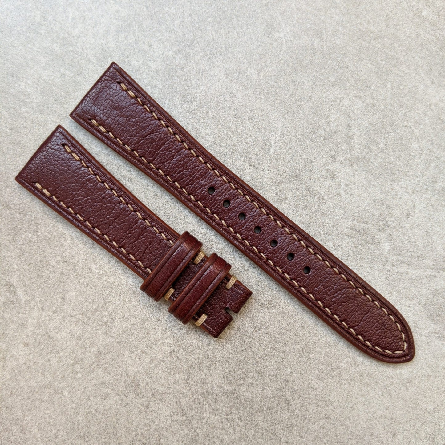 Light Grained Goatskin Strap - Burgundy