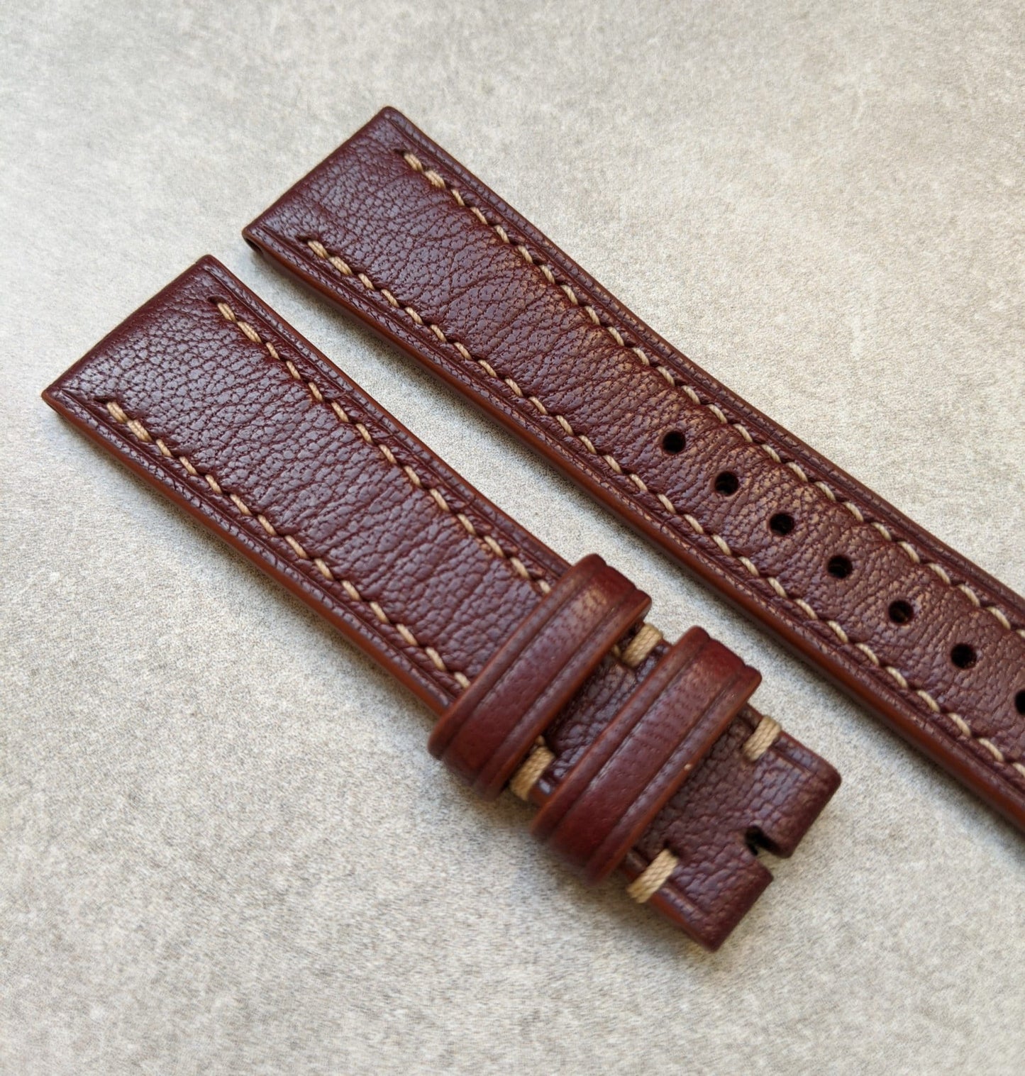 Light Grained Goatskin Strap - Burgundy