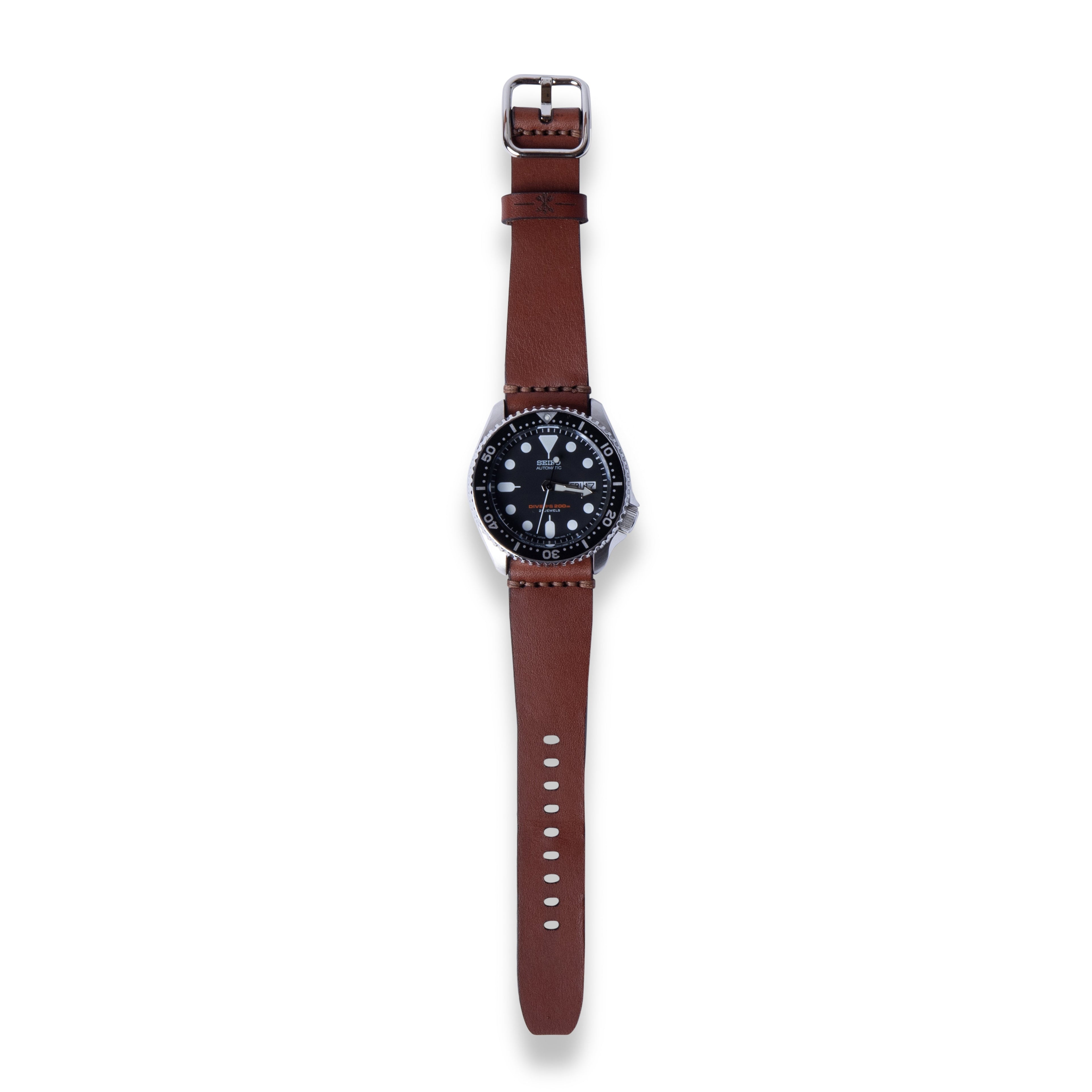 Leather Simple Watch Strap - Medium Brown