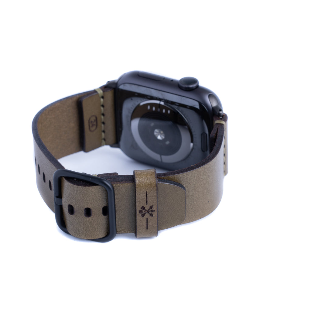 Leather Simple Apple Watch Band - Olive
