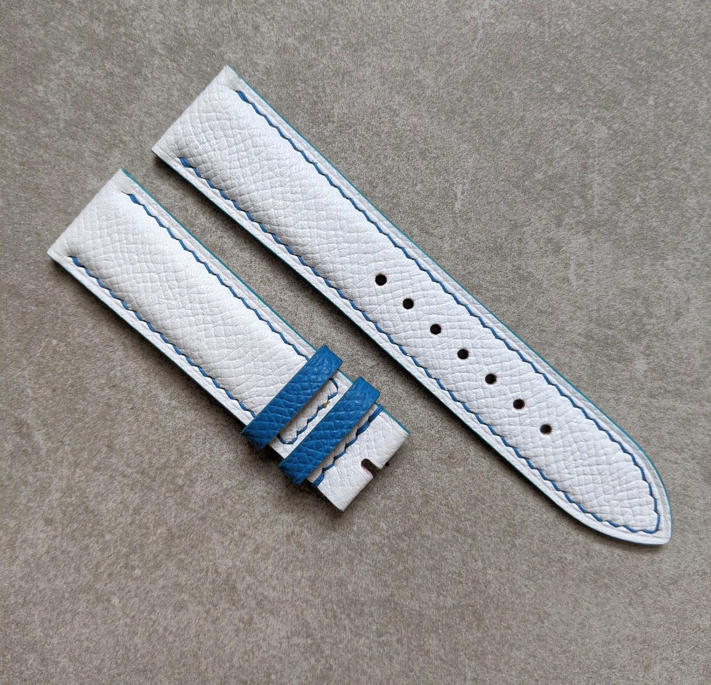 Epsom Calfskin Watch Strap - White & Blue