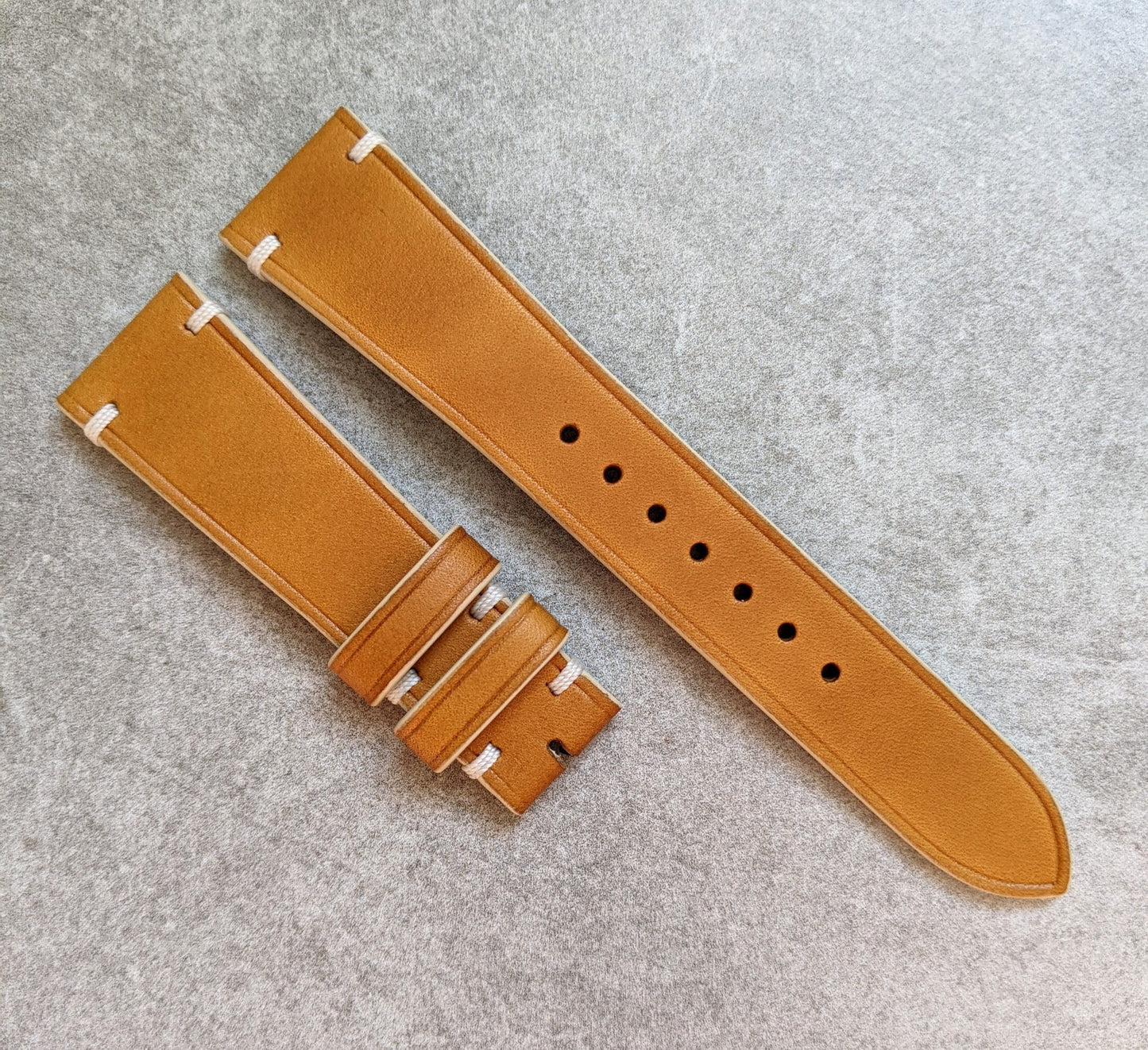 French Calfskin Strap Minimal Stitch - Honey Tan