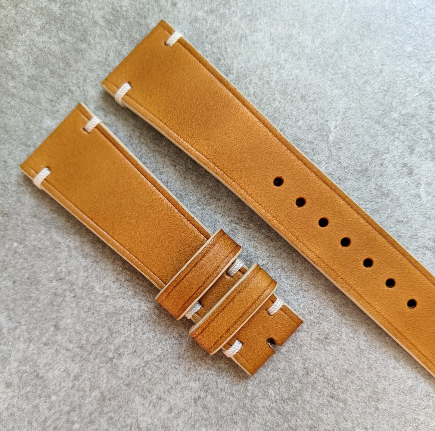 French Calfskin Strap Minimal Stitch - Honey Tan