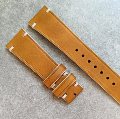 French Calfskin Strap Minimal Stitch - Honey Tan