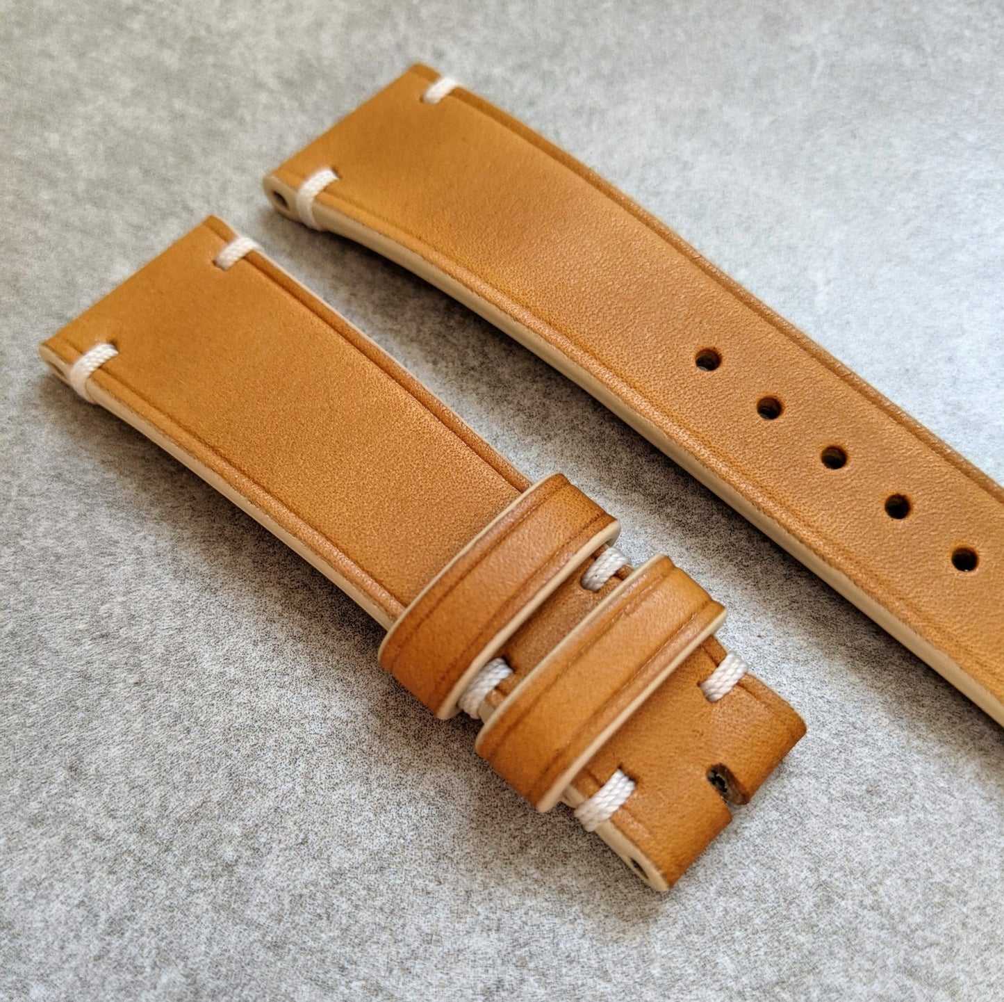 French Calfskin Strap Minimal Stitch - Honey Tan