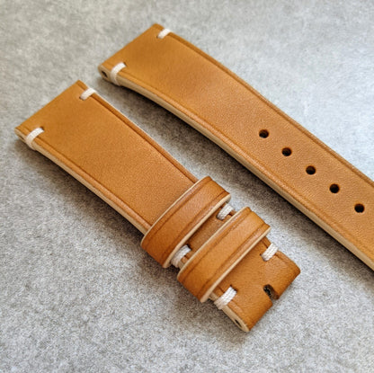 French Calfskin Strap Minimal Stitch - Honey Tan