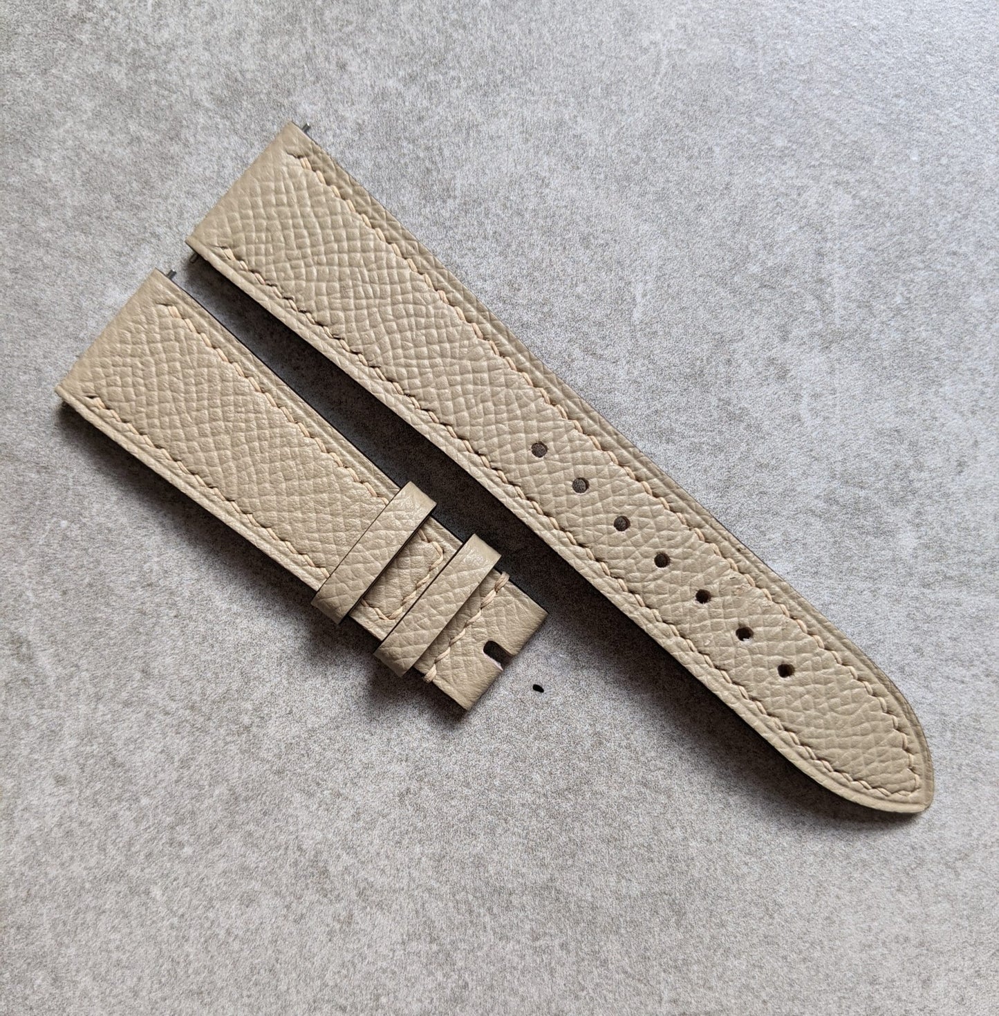 Epsom Calfskin Watch Strap - Beige