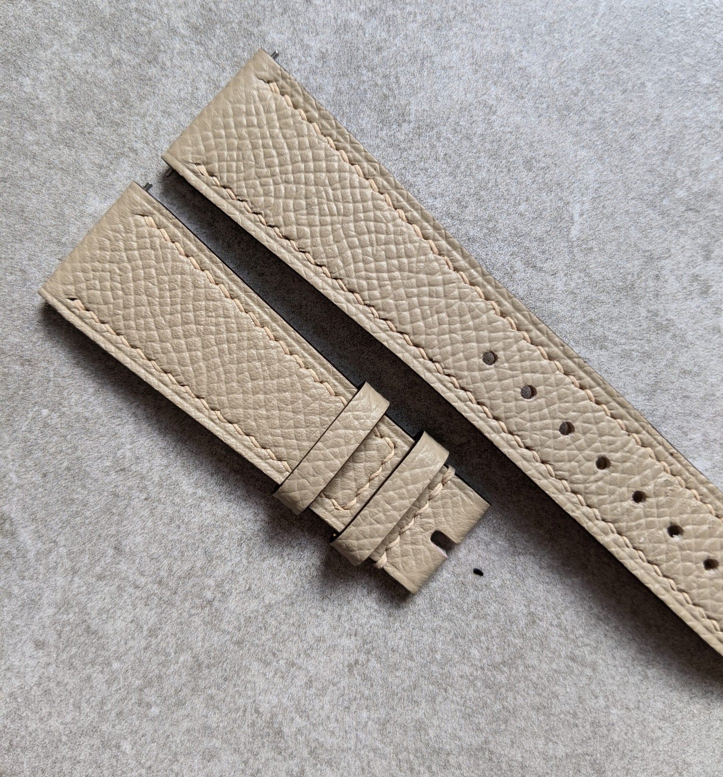 Epsom Calfskin Watch Strap - Beige