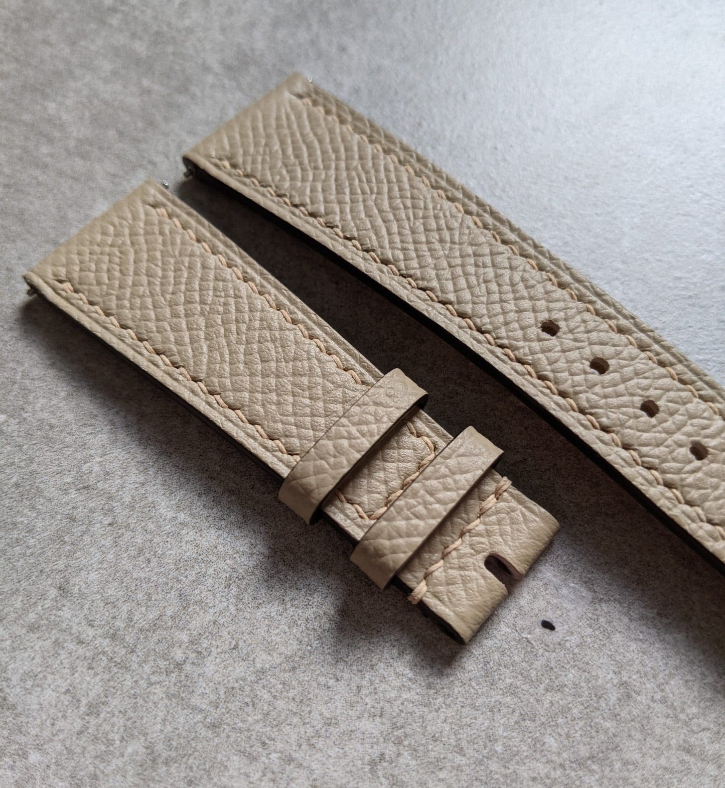 Epsom Calfskin Watch Strap - Beige