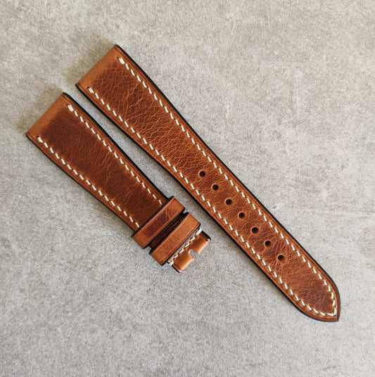 Badalassi Wax Strap Contrast Stitch - Tan Brown