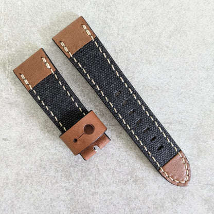 Canvas & Leather Strap - Black, Chesnut Brown + Sand