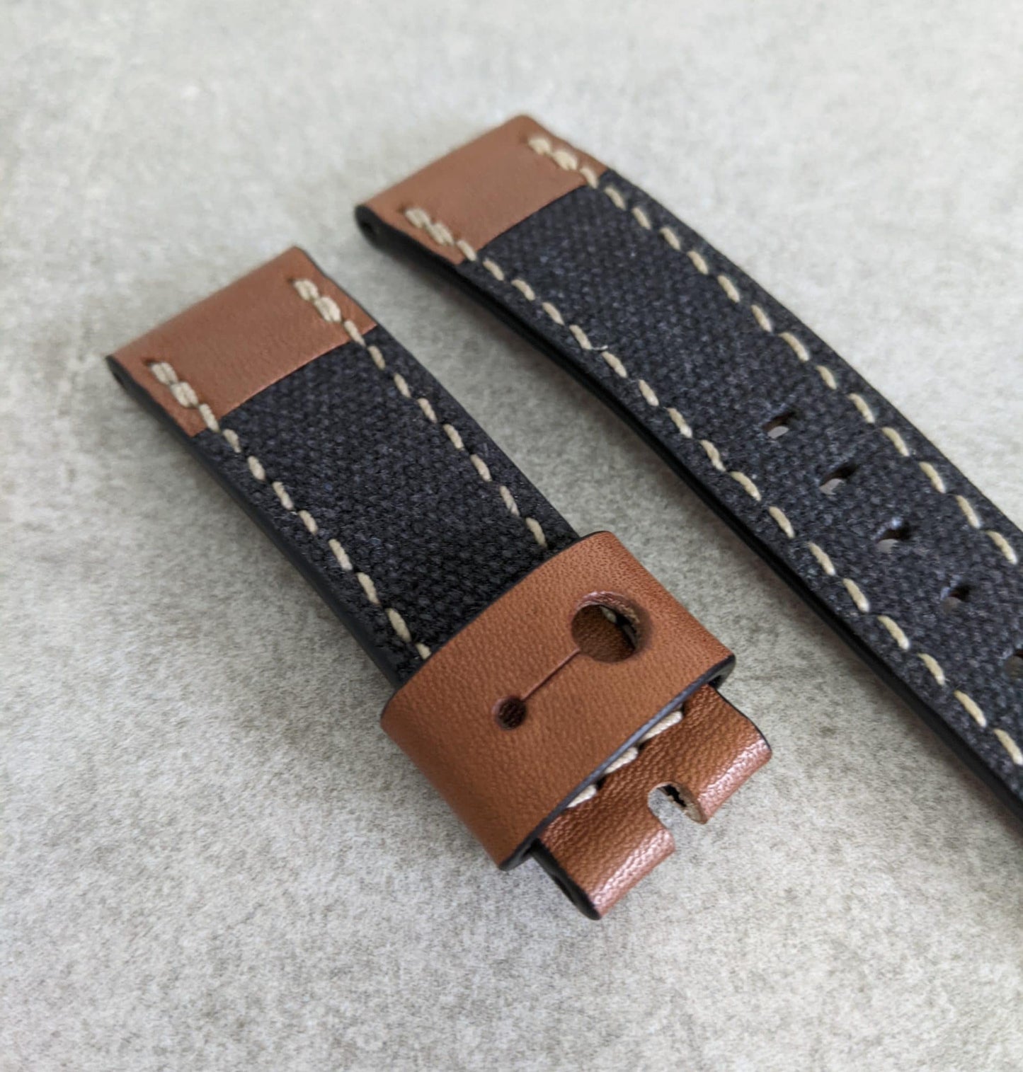 Canvas & Leather Strap - Black, Chesnut Brown + Sand