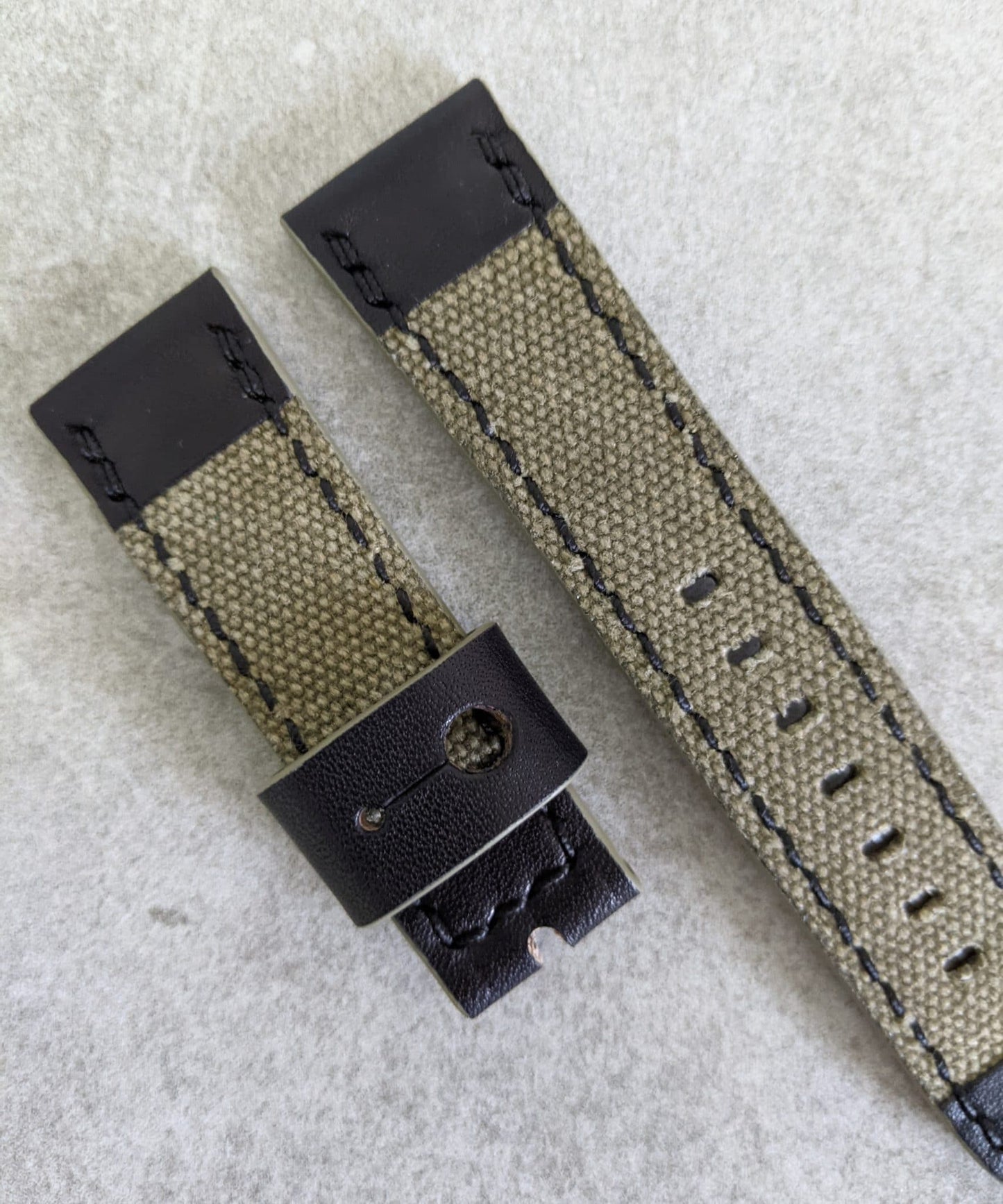 Canvas & Leather Strap - Army Green + Black