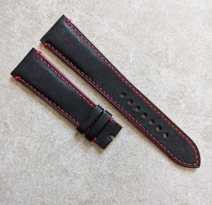 Pueblo Calfskin Strap - Black & Red