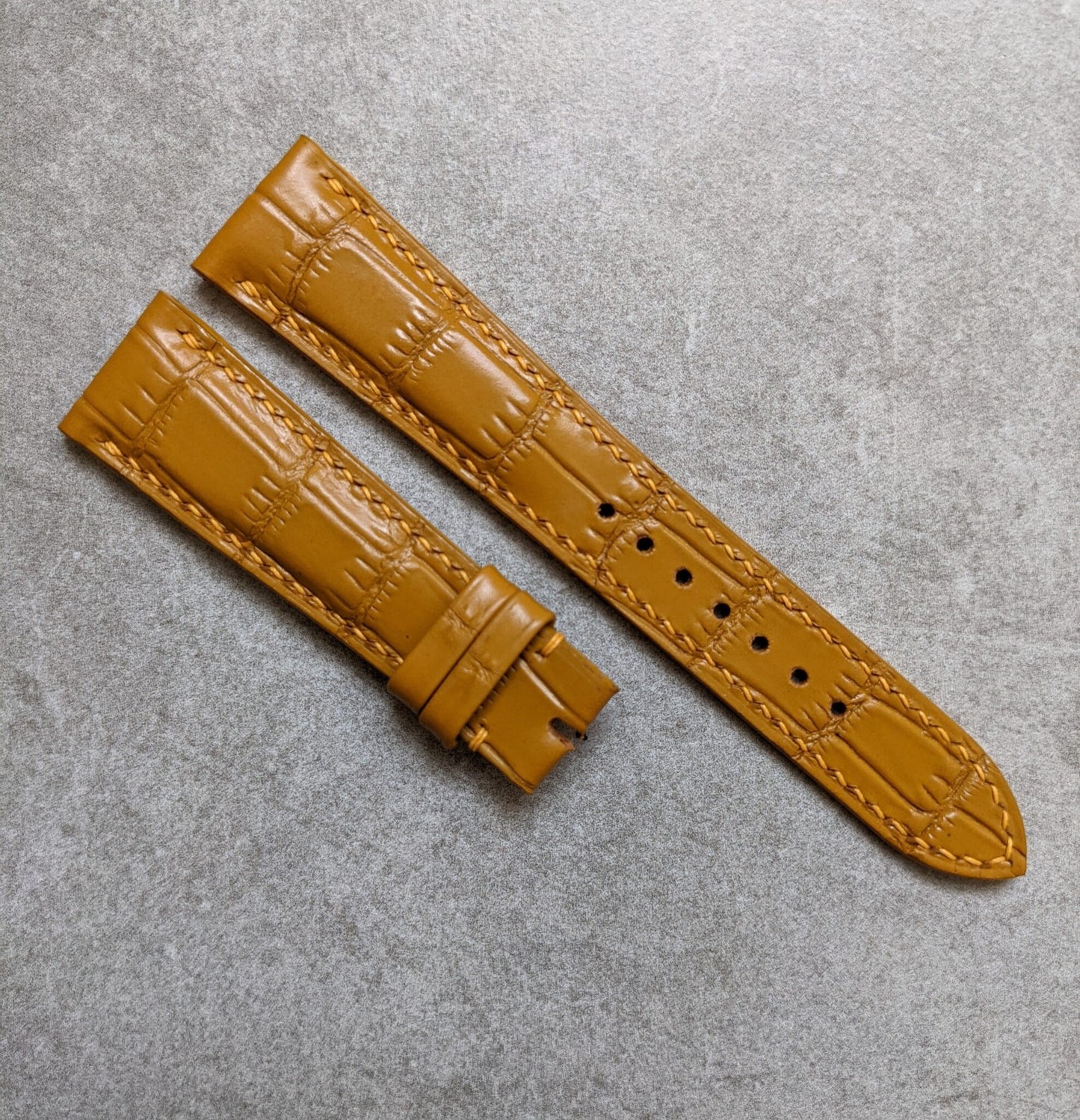 Embossed Crocodile Watch Strap - Honey Tan