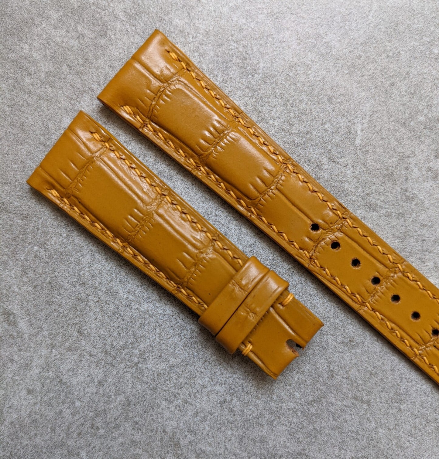 Embossed Crocodile Watch Strap - Honey Tan