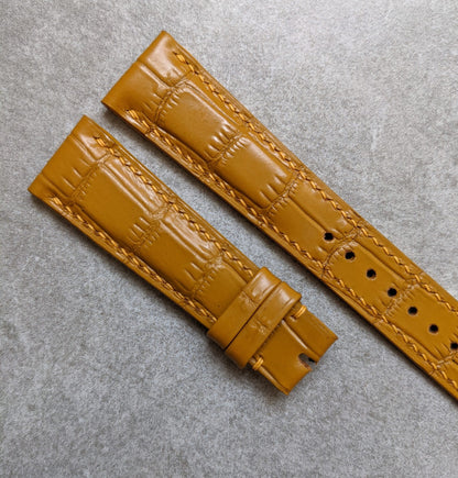 Embossed Crocodile Watch Strap - Honey Tan