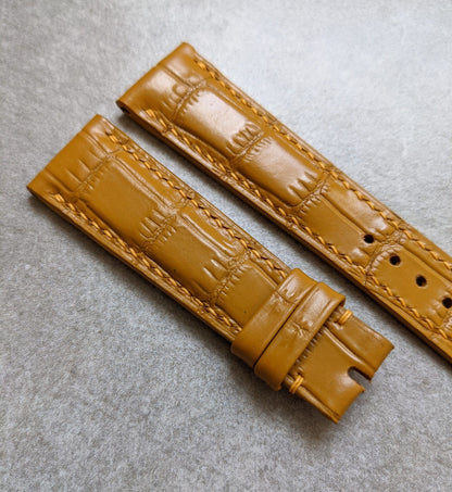 Embossed Crocodile Watch Strap - Honey Tan