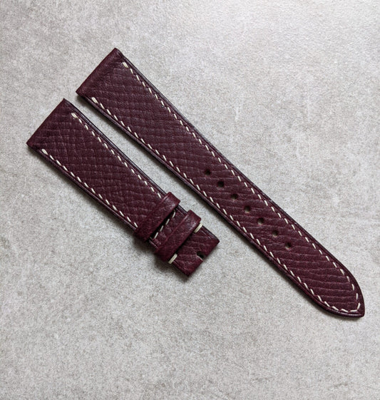 Russian Hatch Calfskin Watch Strap - Oxblood