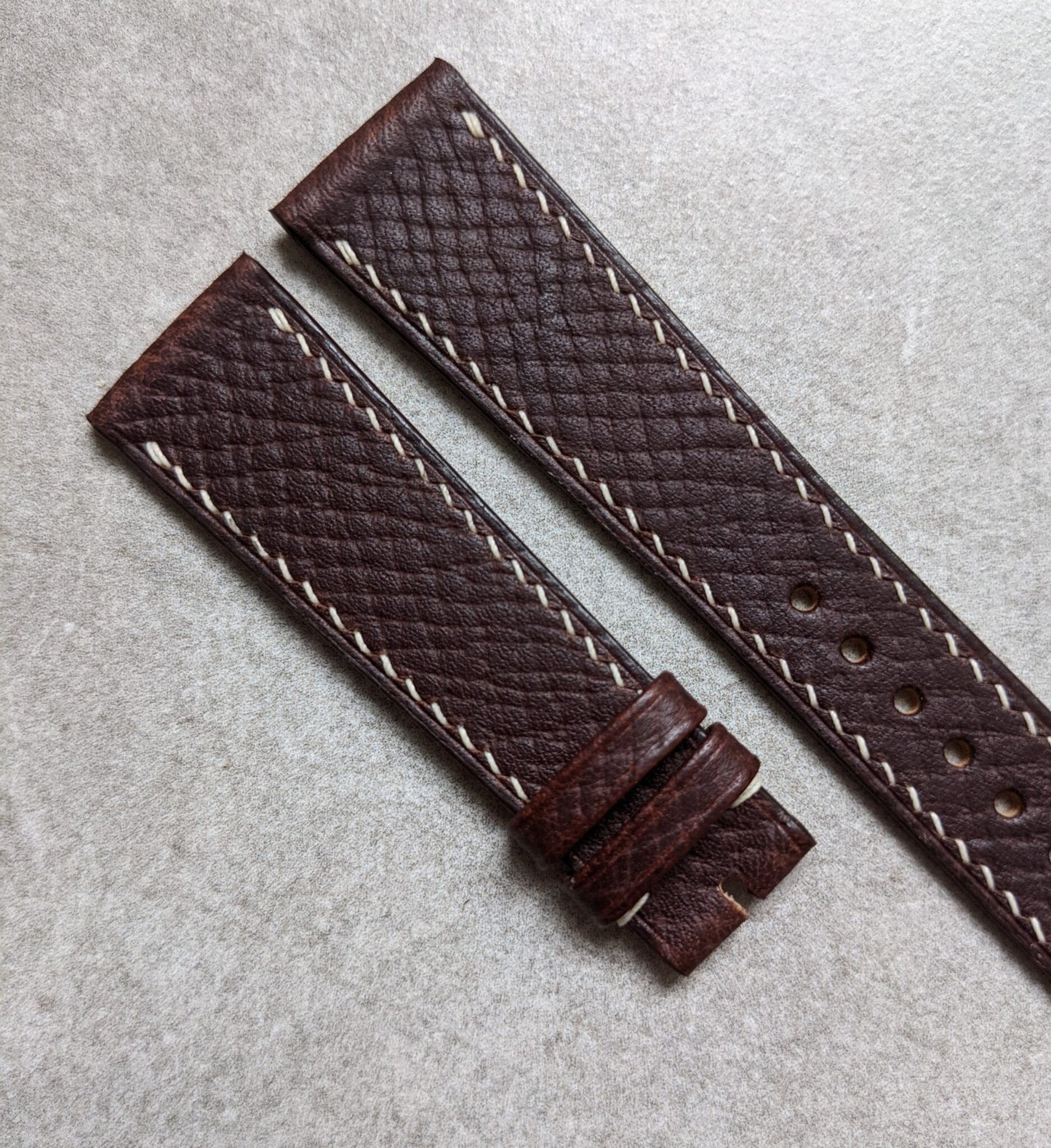 Russian Hatch Calfskin Watch Strap - Chocolate Brown