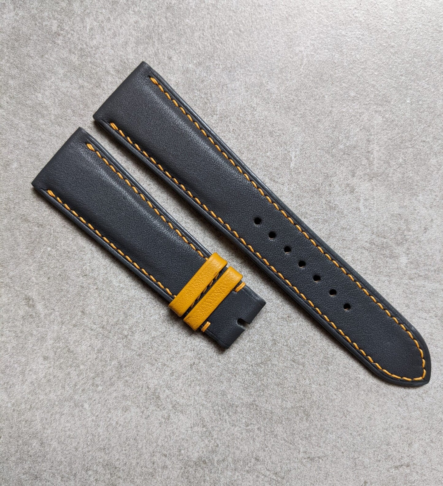 Grey & Sunflower Yellow Calfskin Watch Strap