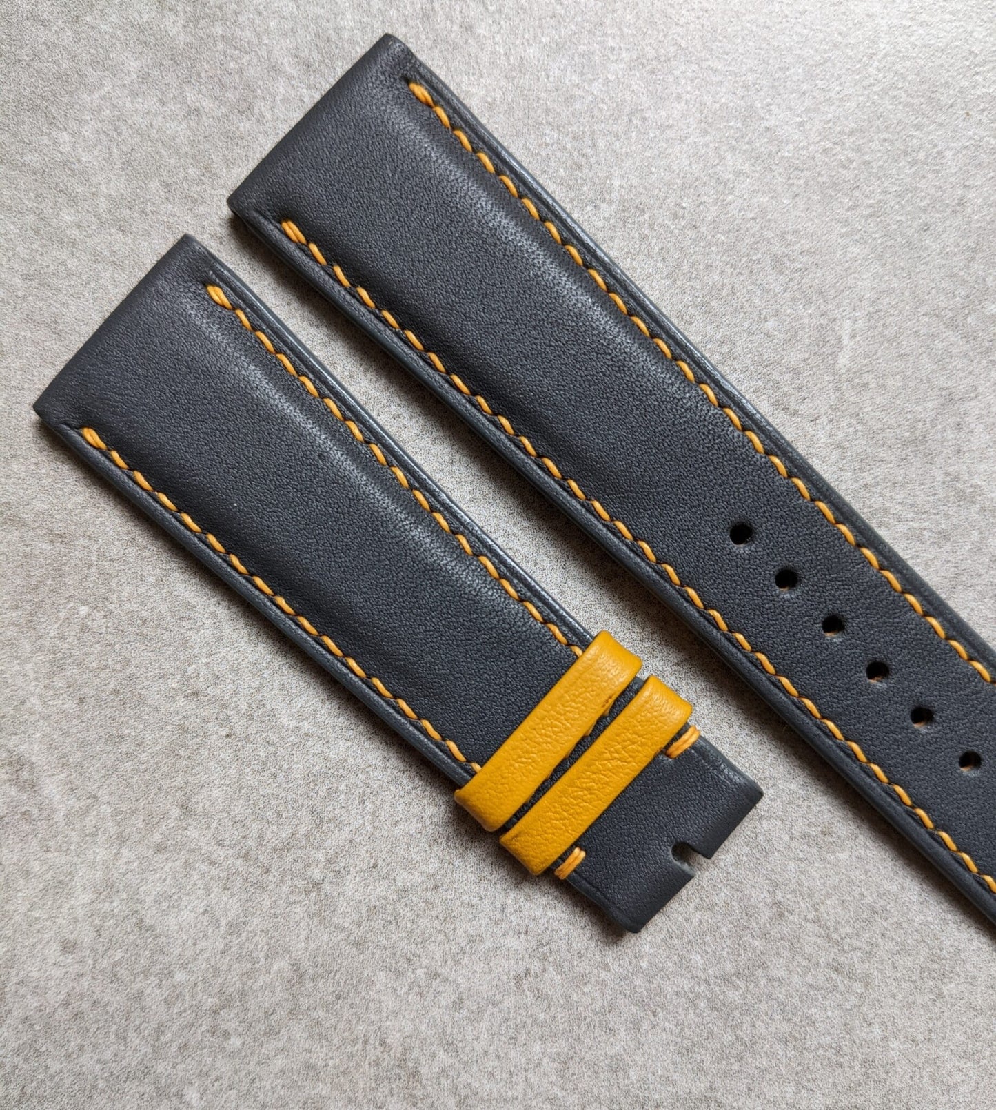 Grey & Sunflower Yellow Calfskin Watch Strap