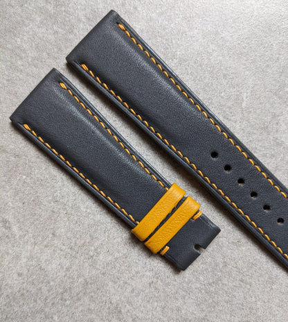 Grey & Sunflower Yellow Calfskin Watch Strap