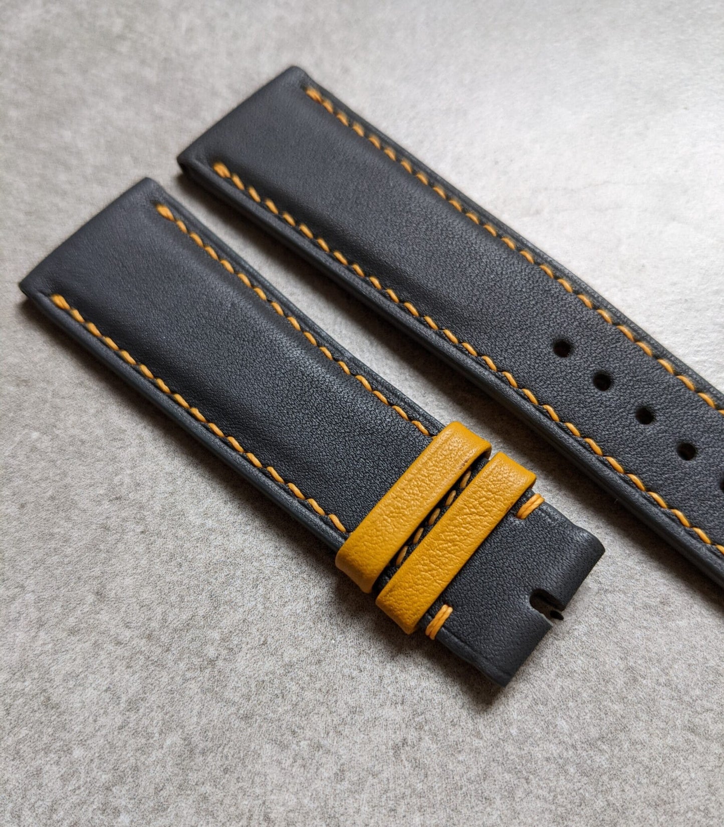 Grey & Sunflower Yellow Calfskin Watch Strap