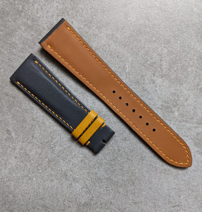 Grey & Sunflower Yellow Calfskin Watch Strap