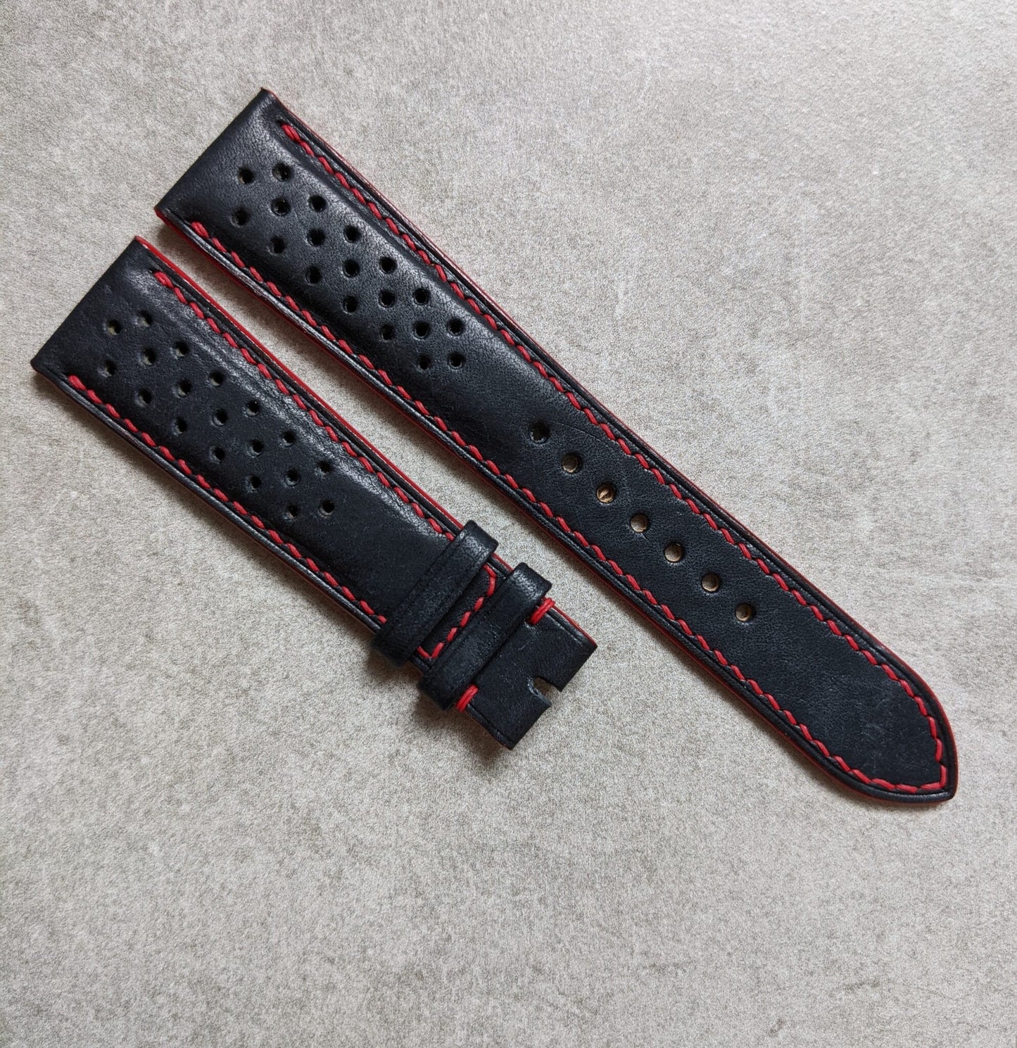 Pueblo Calfskin Strap - Dark Blue & Red Rally Strap