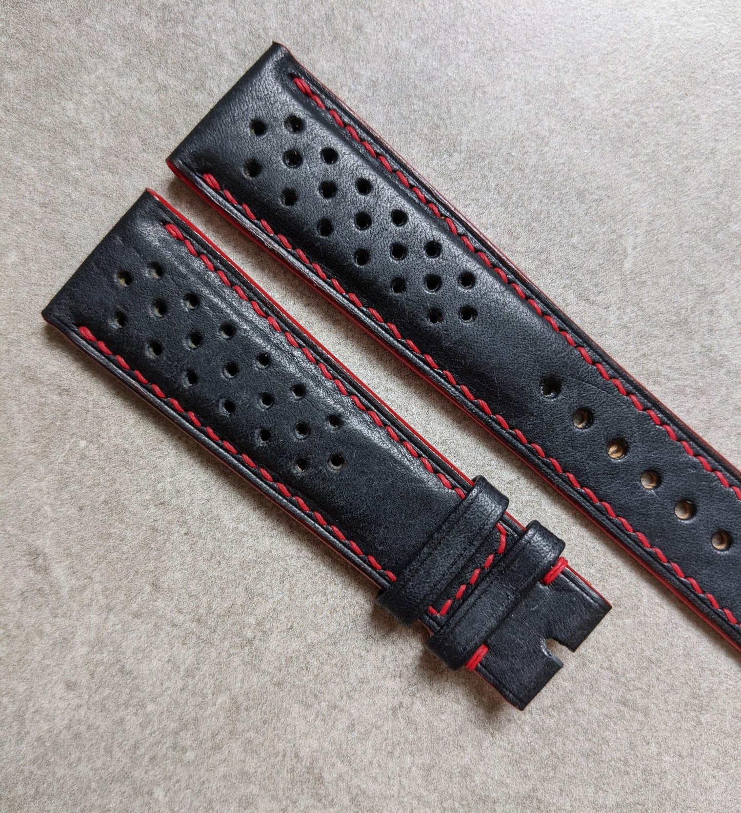 Pueblo Calfskin Strap - Dark Blue & Red Rally Strap