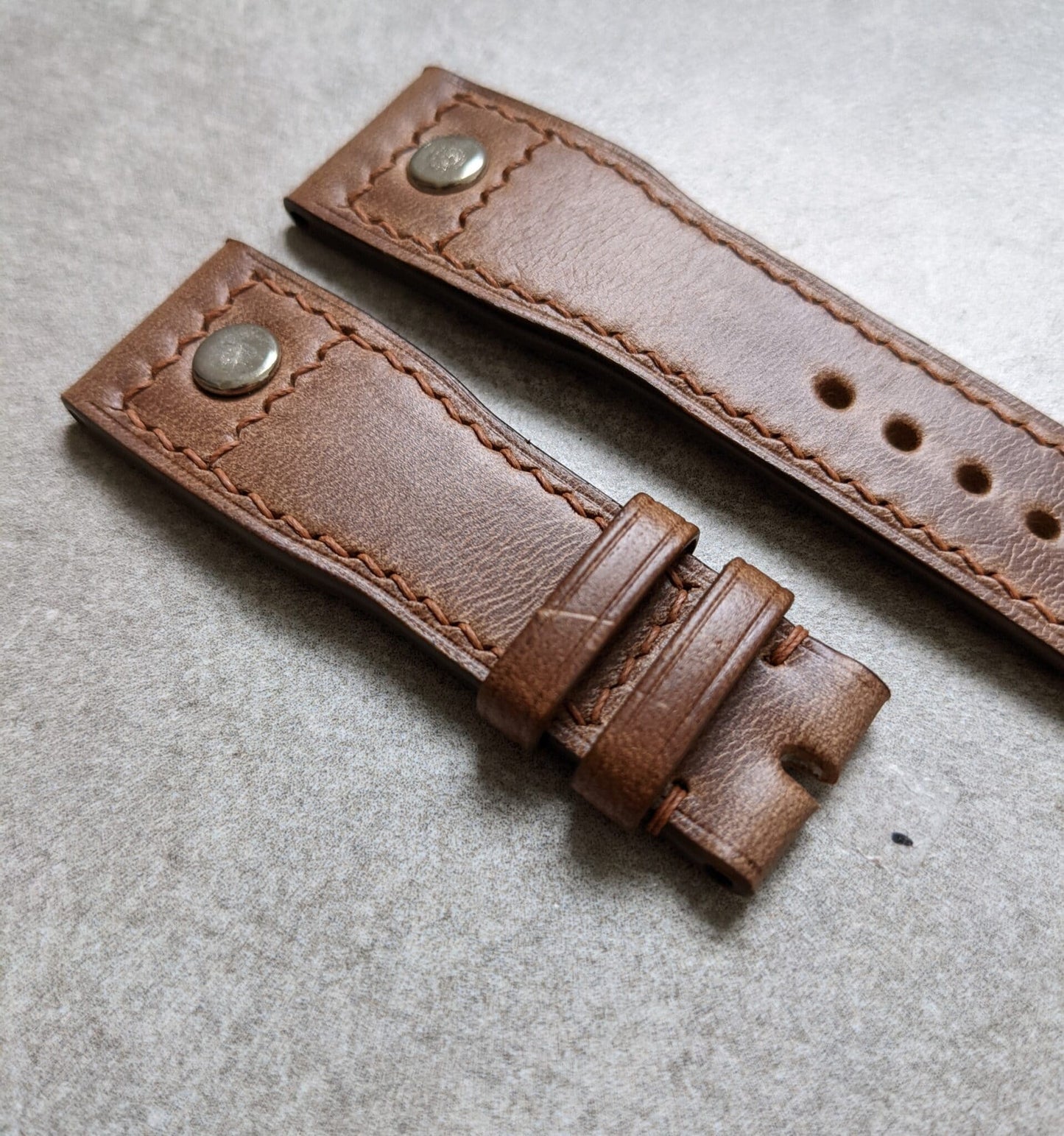 Chromexcel IWC Stud Watch Strap - Natural Tan