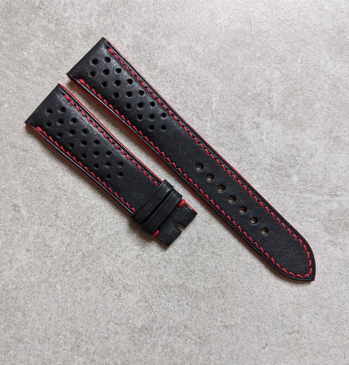 Pueblo Calfskin Strap - Black & Red Rally Strap