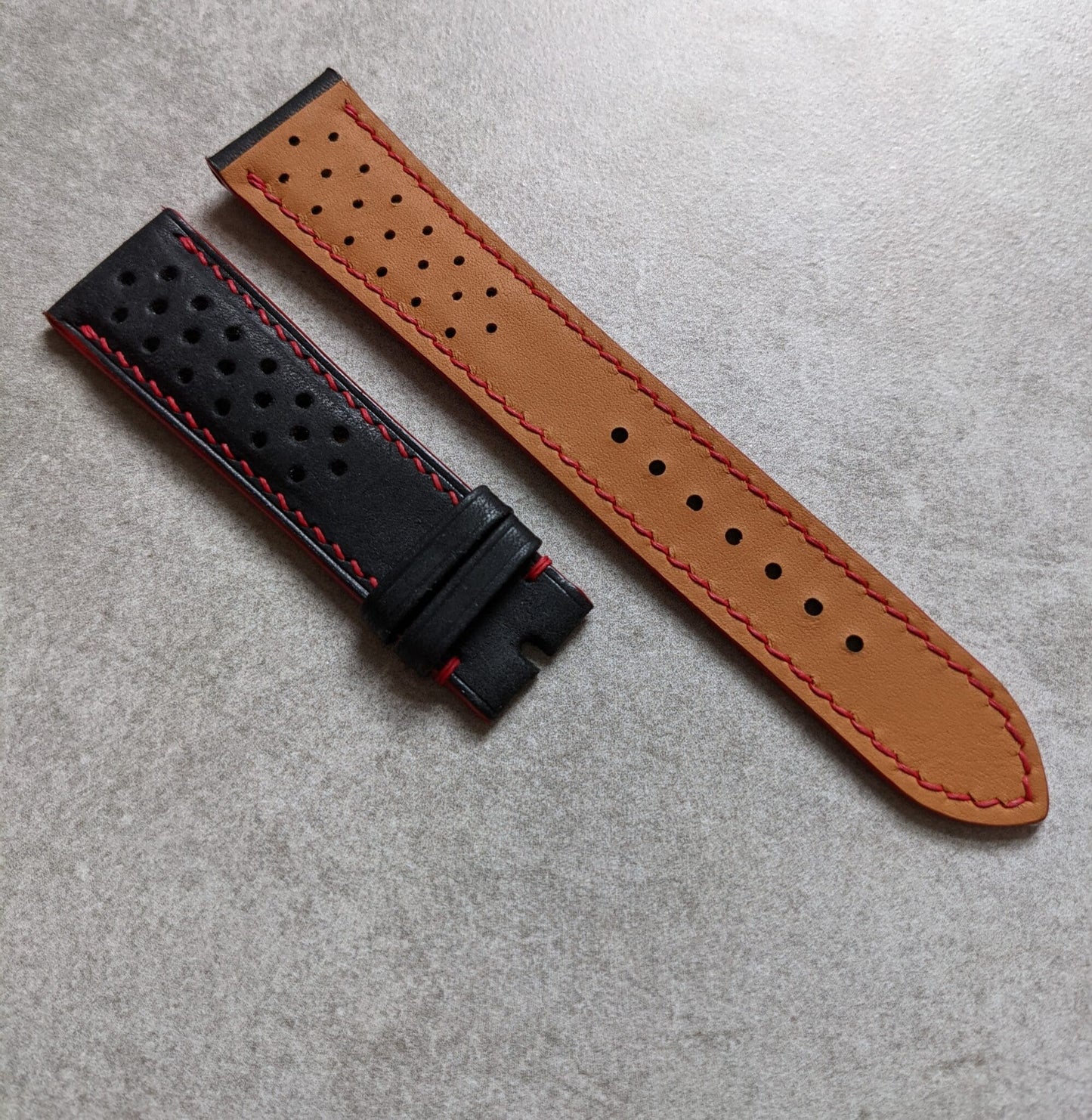 Pueblo Calfskin Strap - Black & Red Rally Strap