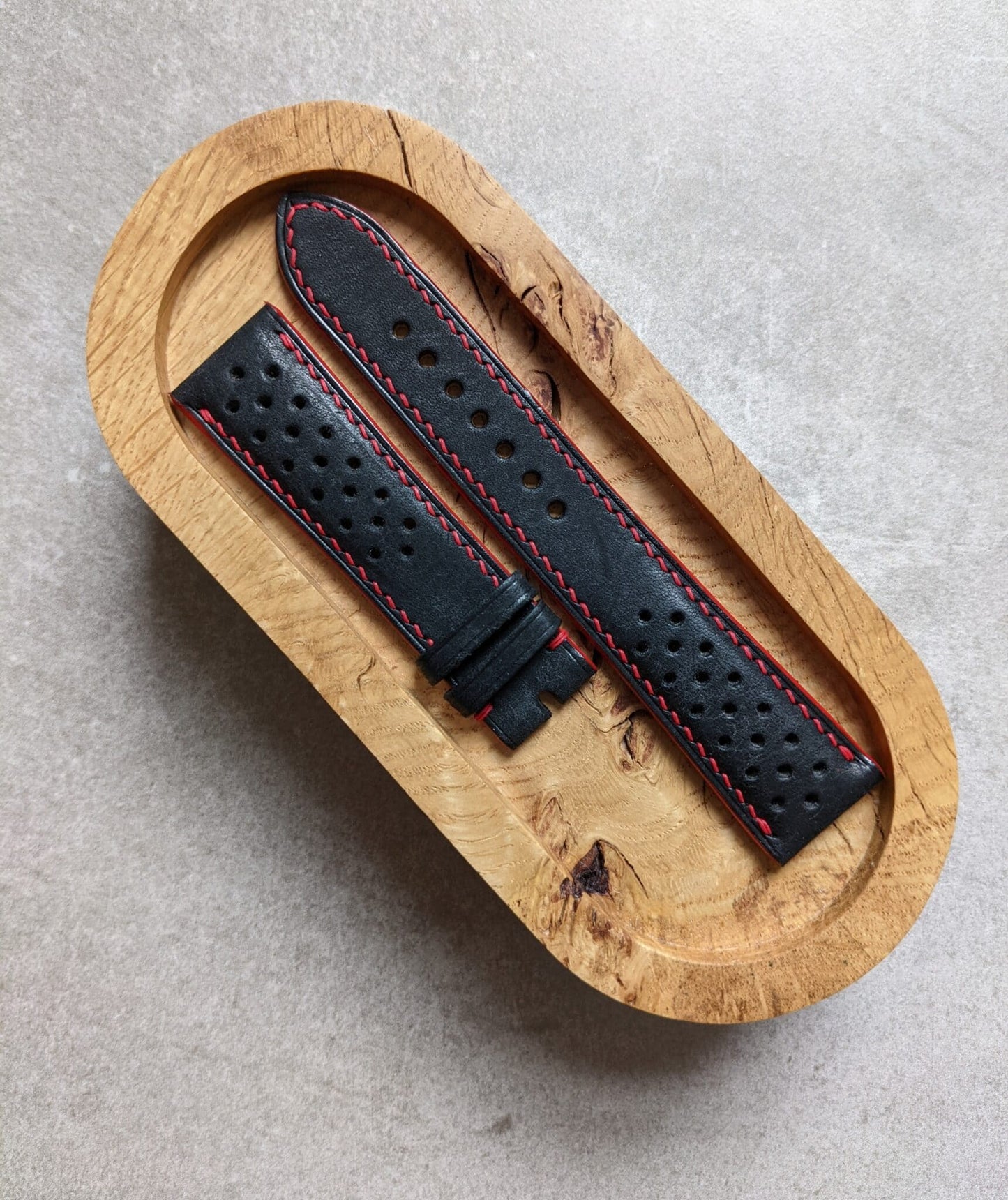 Pueblo Calfskin Strap - Black & Red Rally Strap