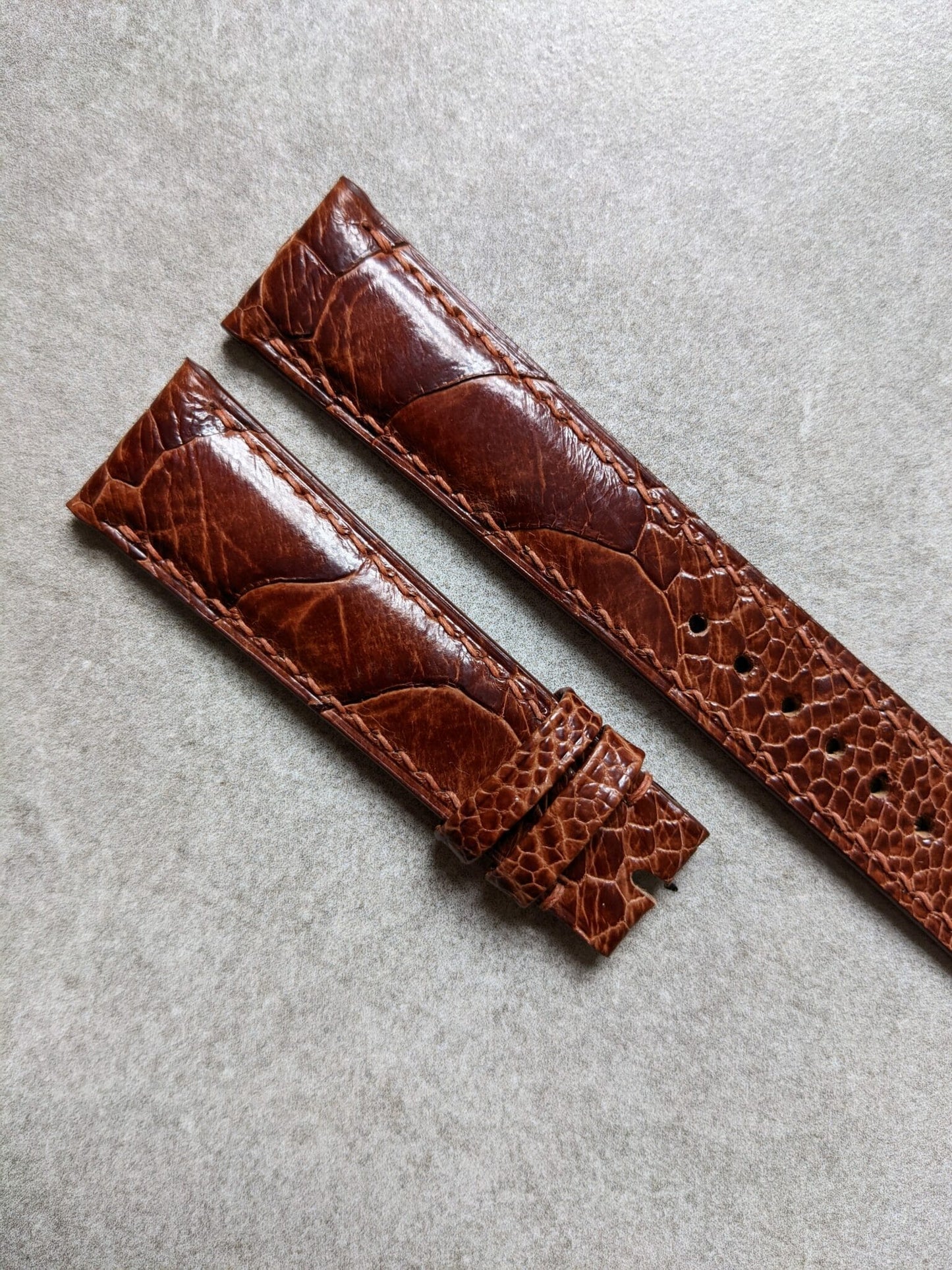 Dây đồng hồ Ostrich Shin - Cognac