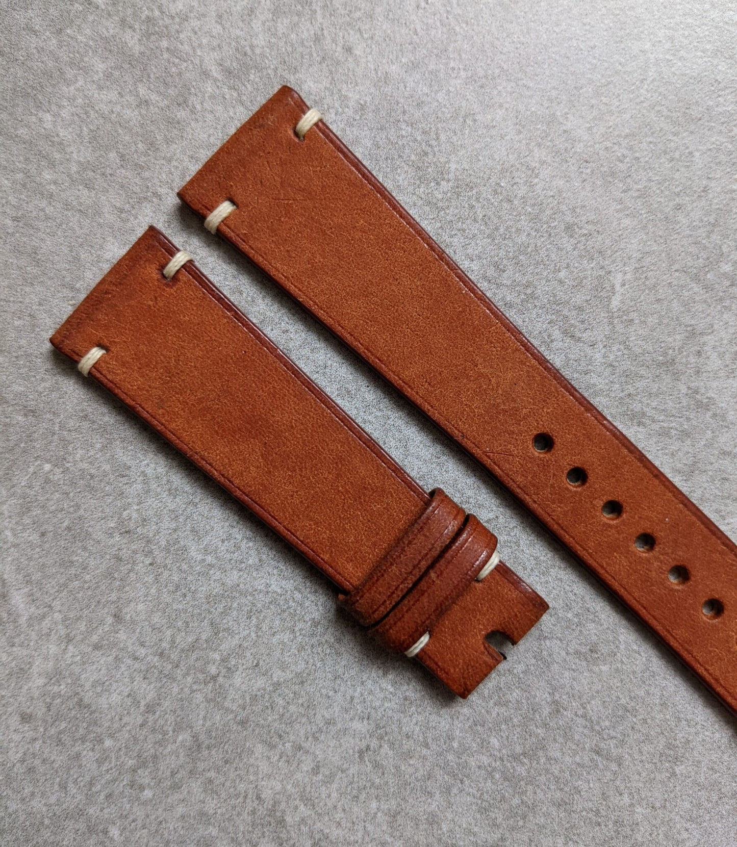 Pueblo Vintage Strap Minimal Stitch - Cognac