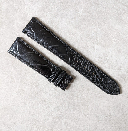 Ostrich Shin Watch Strap - Dark Black