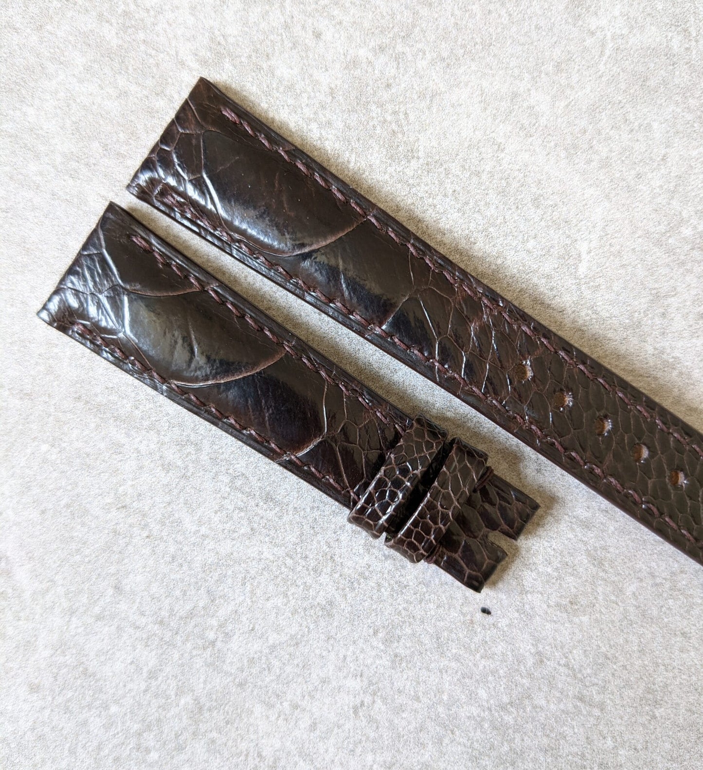 Ostrich Shin Watch Strap - Dark Brown