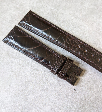 Ostrich Shin Watch Strap - Dark Brown