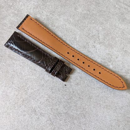 Ostrich Shin Watch Strap - Dark Brown